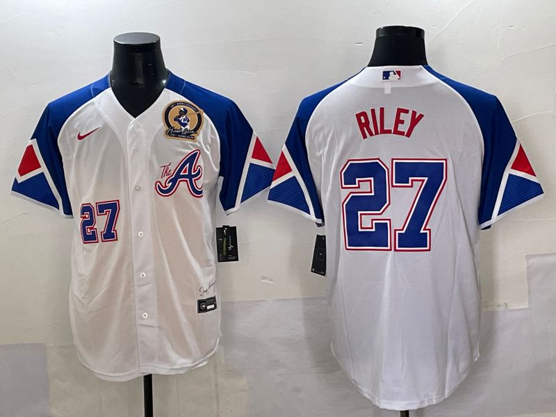Men 2025 Atlanta Braves #27 Riley White blue City Edition Nike MLB Jersey style 2